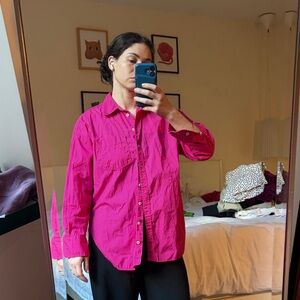 Oversized Women's Pink Button-Up Shirt